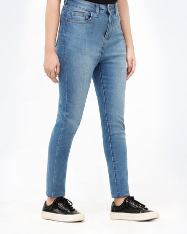 Women's Mid Blue Denim Pant - FWBDP23-002