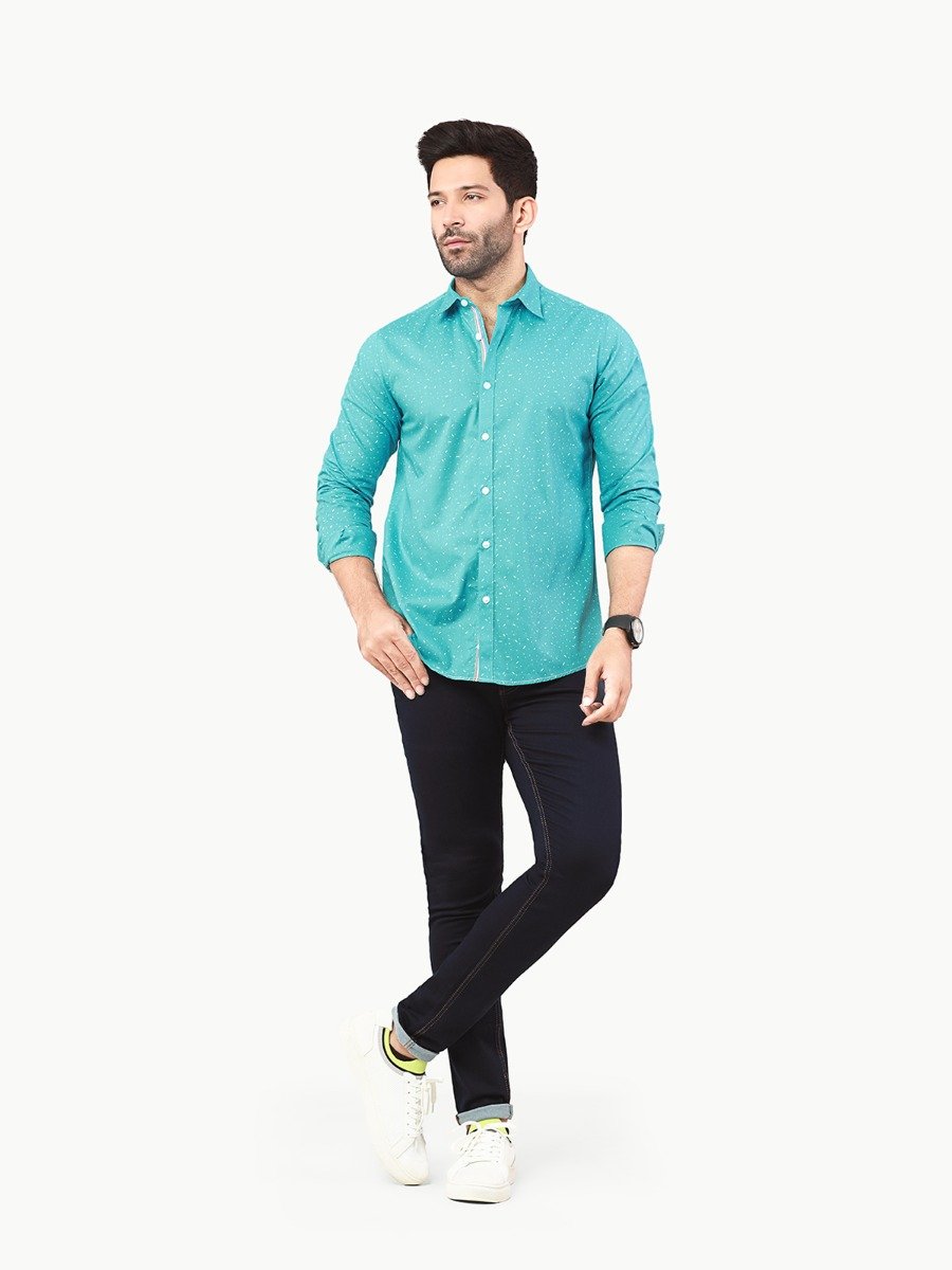 Men's Sea Green Casual Shirt - FMTS22-31644
