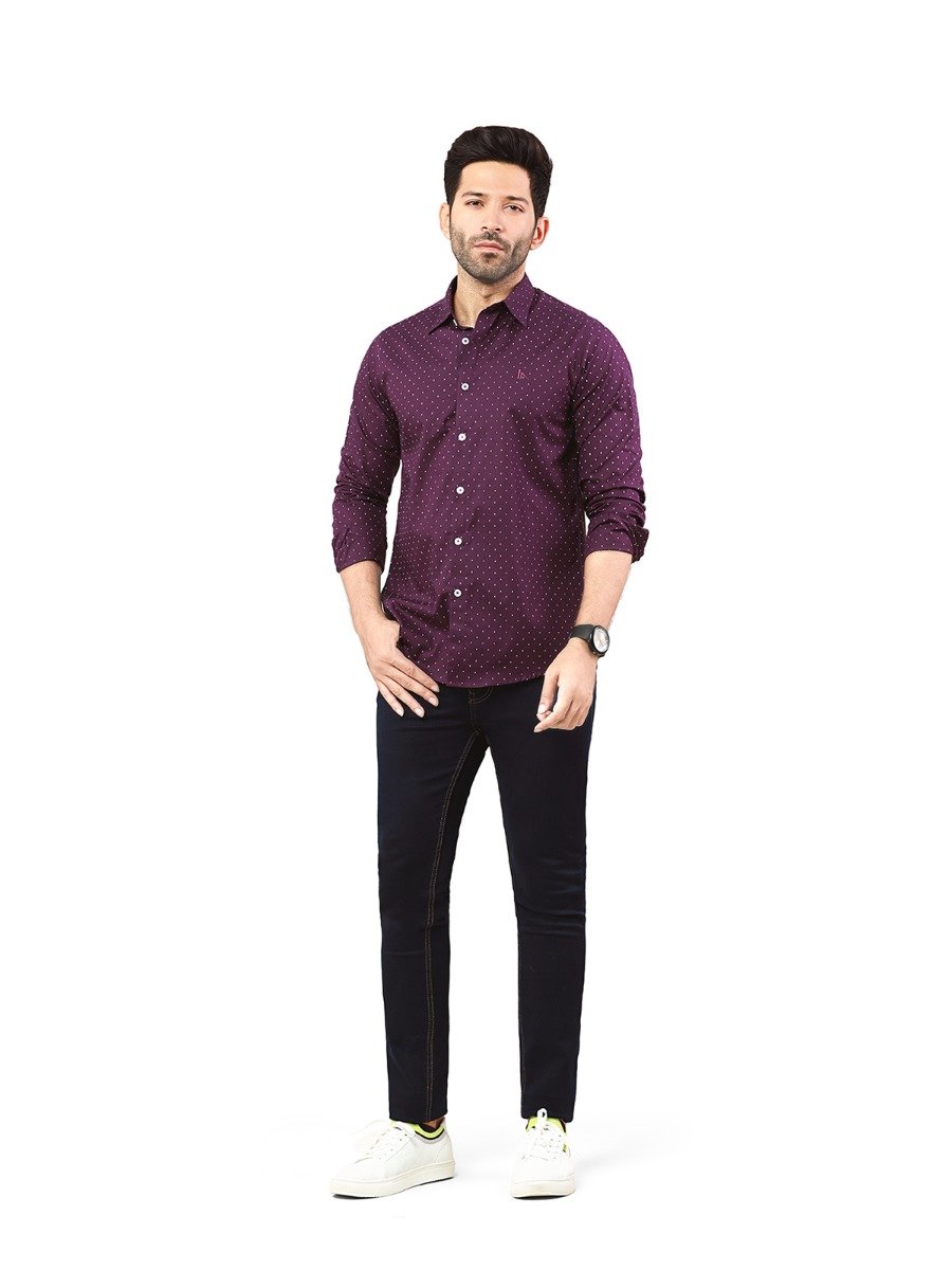 Men's Dark Purple Casual Shirt - FMTS22-31646