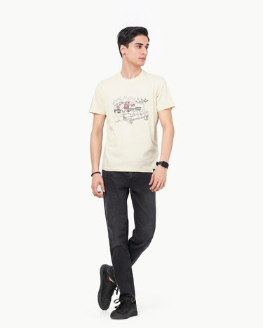 Men's Cream Graphic Tee - FMTGT23-001