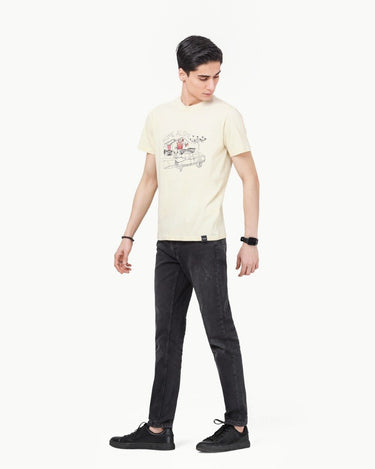 Men's Cream Graphic Tee - FMTGT23-001