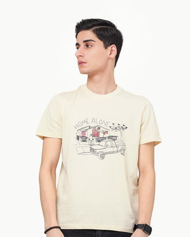 Men's Cream Graphic Tee - FMTGT23-001