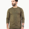 Men's Olive Green Henley Tee - FMTBF22-014