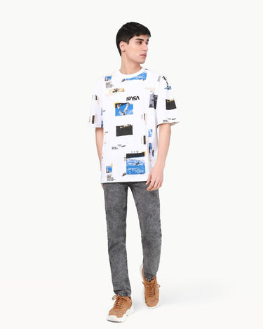 Men's White Printed Tee - FMTPL23-001