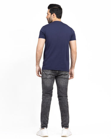 Men's Navy V-Neck Basic Tee - FMTBT22-011