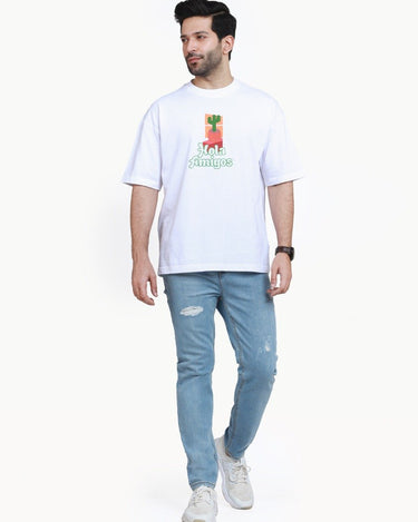 Men's White Crew Neck Graphic Tee - FMTGL22-004