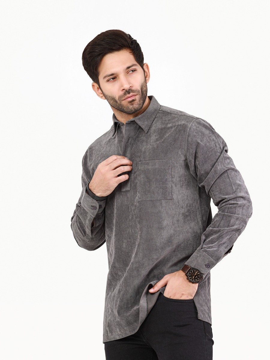 Men's Dark Grey Casual Shirt - FMTS22-31722