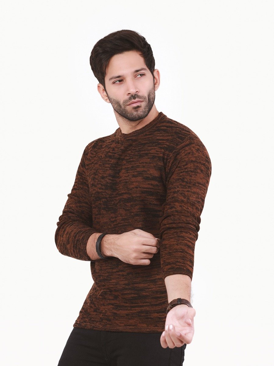 Men's Brown Black Sweater - FMTSWT22-001
