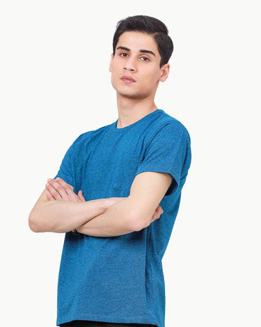 Men's Emerald Blue Basic Tee - FMTBT23-023