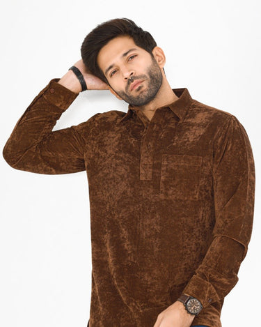 Men's Dark Brown Casual Shirt - FMTS22-31720