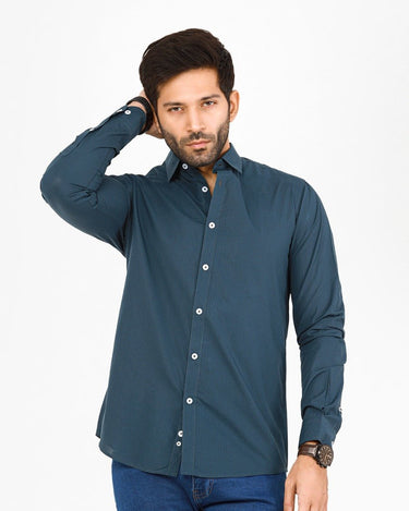 Men's Dark Teal Casual Shirt - FMTS22-31718