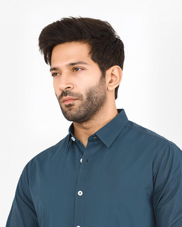 Men's Dark Teal Casual Shirt - FMTS22-31718