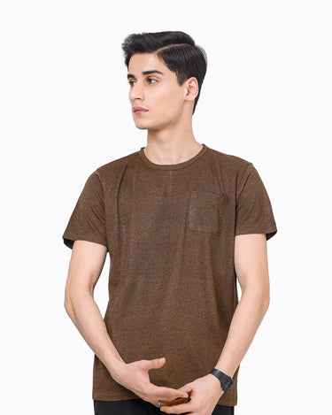 Men's Brown Basic Tee - FMTBT23-019