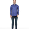 Men's Blue & White Casual Shirt - FMTS22-31673