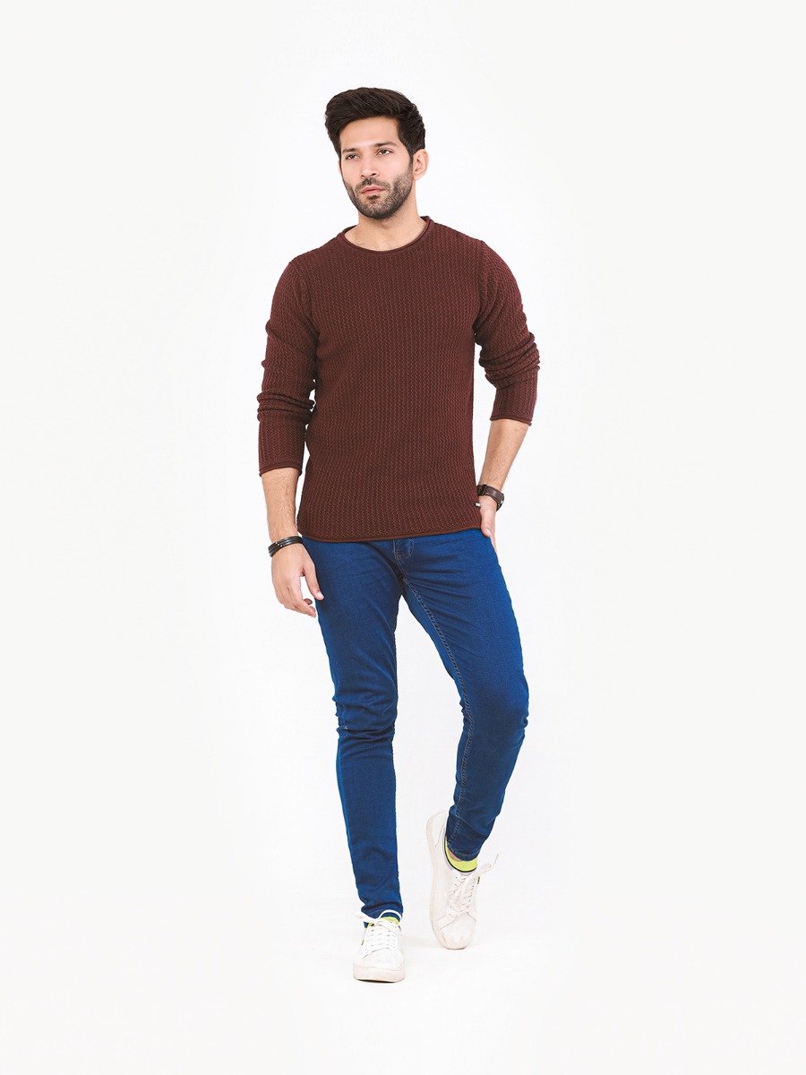 Men's Maroon Sweater - FMTSWT22-003