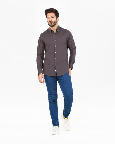 Men's Dark Brown Casual Shirt - FMTS22-31719