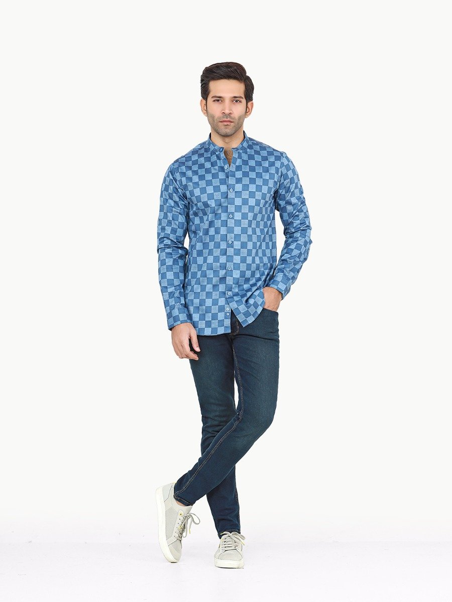 Men's Blue Casual Shirt - FMTS22-31682
