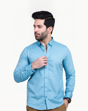 Men's Turquoise Casual Shirt - FMTS22-31546
