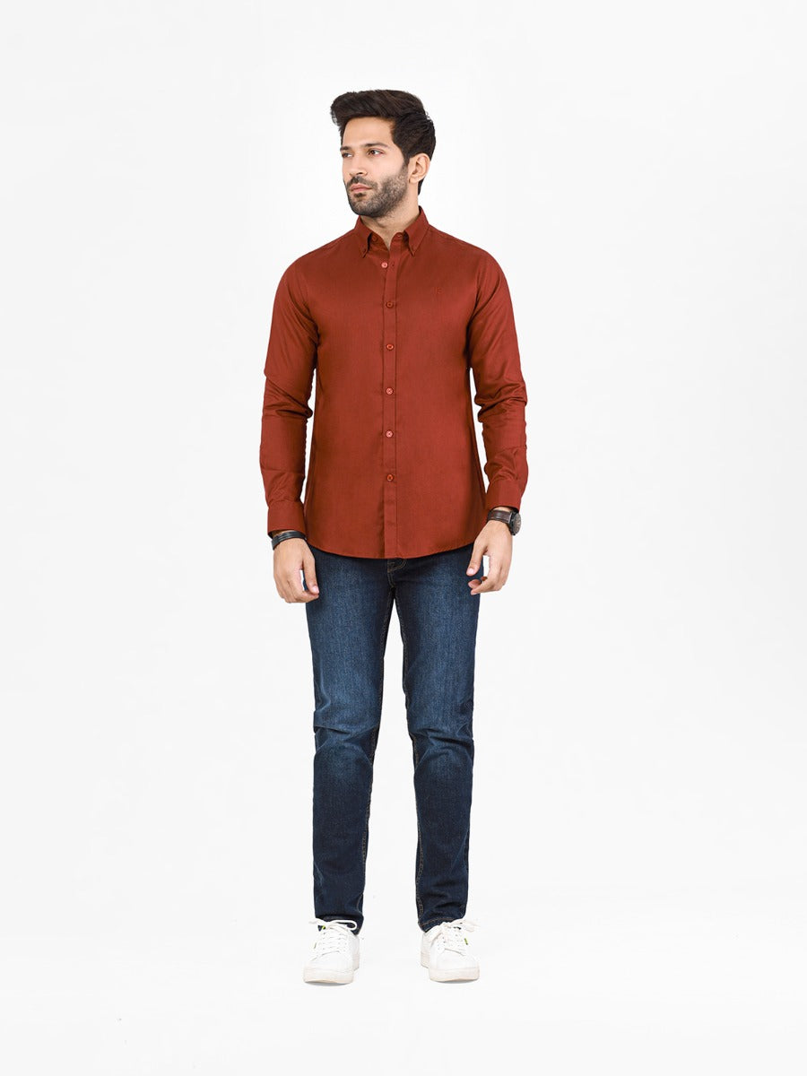 Men's Maroon Casual Shirt - FMTS22-31711