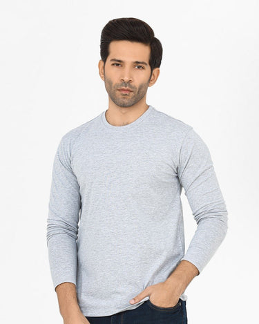 Men's Heather Grey Crew Neck Basic Tee - FMTBF22-004