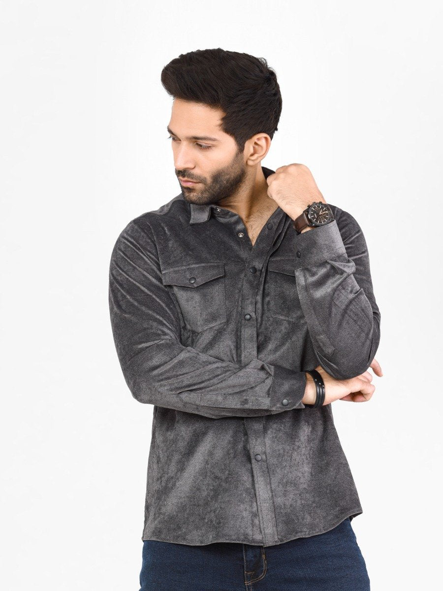 Men's Dark Grey Casual Shirt - FMTS22-31717