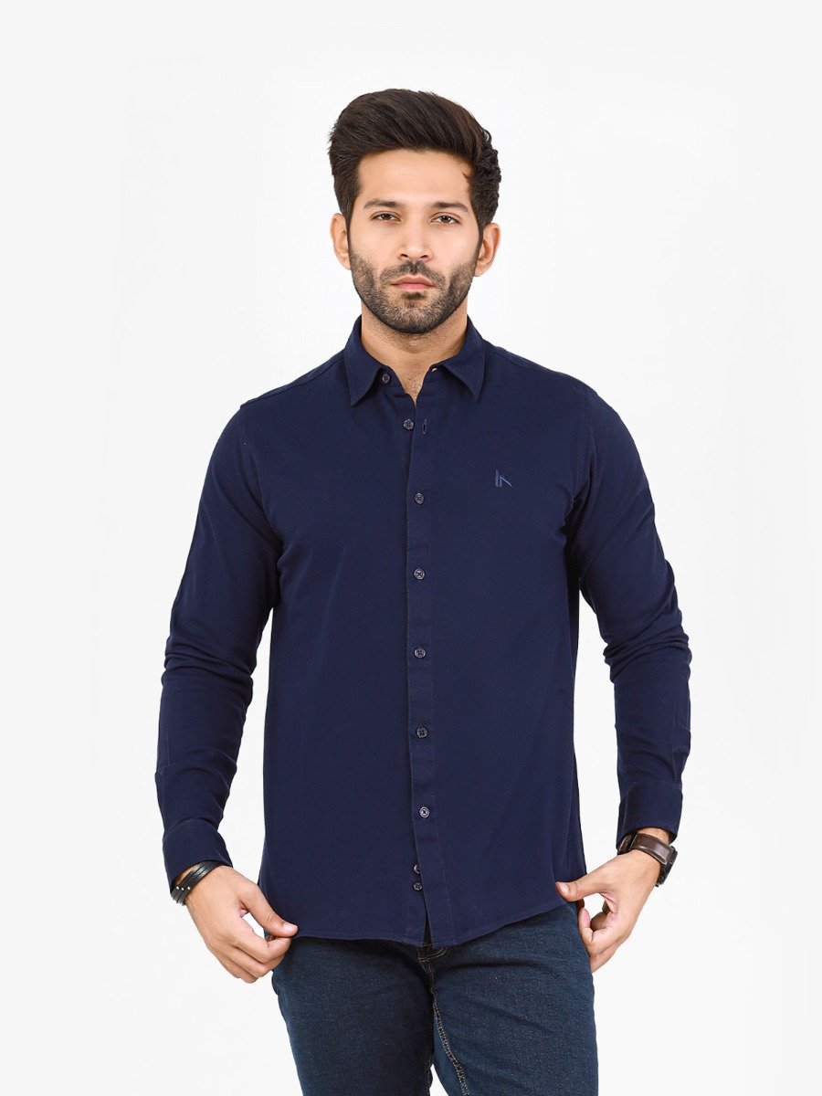 Men's Navy Blue Casual Shirt - FMTS22-31716