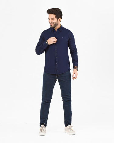 Men's Navy Blue Casual Shirt - FMTS22-31716