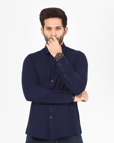 Men's Navy Blue Casual Shirt - FMTS22-31716