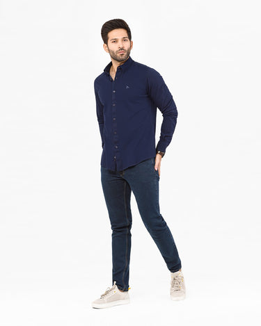 Men's Navy Blue Casual Shirt - FMTS22-31716