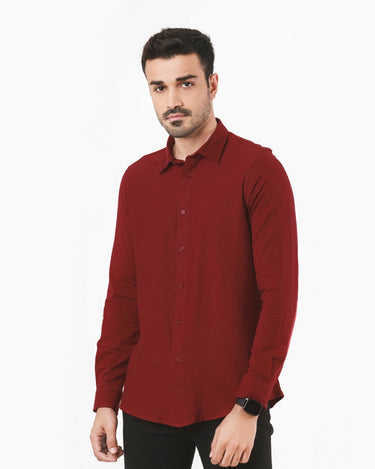 Men's Maroon Casual Shirt - FMTS22-31611