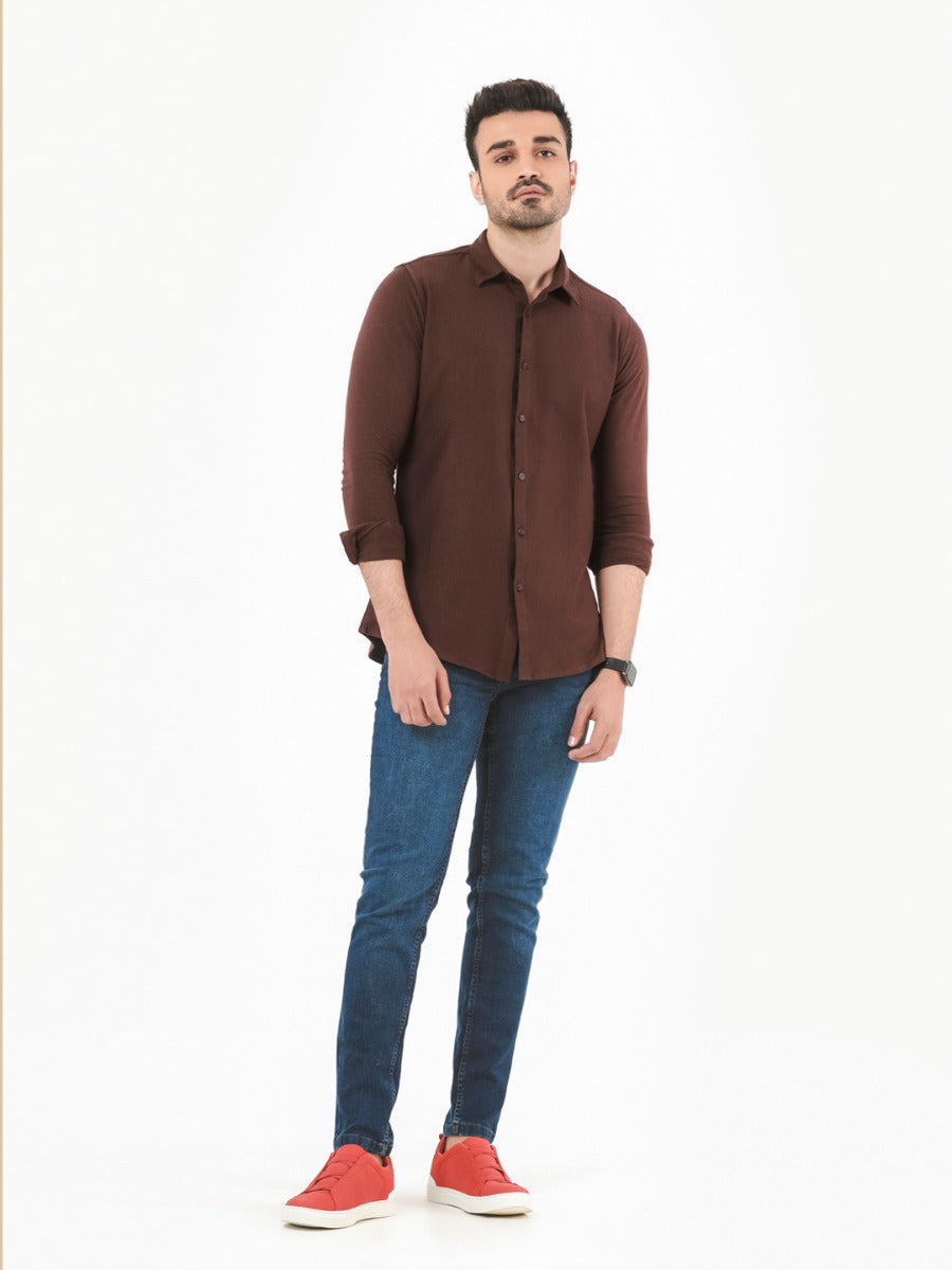 Men's Brown Casual Shirt - FMTS22-31610