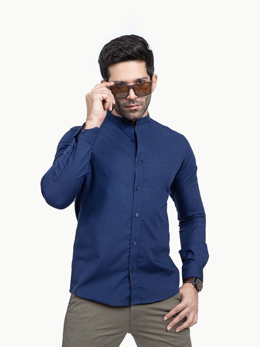 Men's Navy Blue Casual Shirt - FMTS22-31573