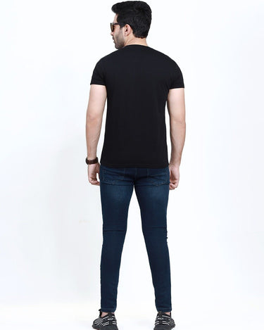 Men's Black Crew Neck Graphic Tee - FMTGT22-009