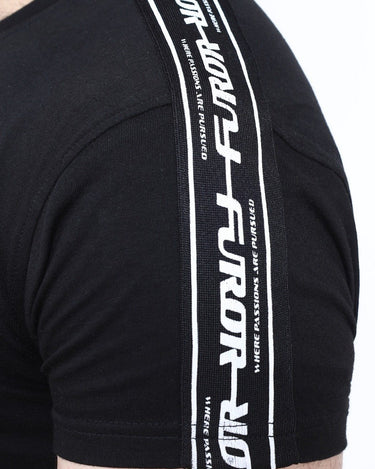 Men's Black Crew Neck Graphic Tee - FMTGT22-009