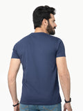 Men's Navy Blue Crew Neck Graphic Tee - FMTGT22-008