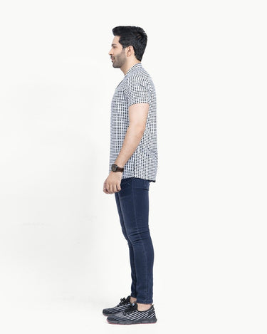 Men's Black & White Casual Shirt - FMTS22-31570