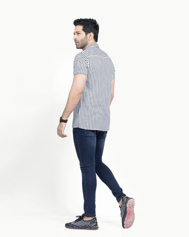 Men's Black & White Casual Shirt - FMTS22-31570