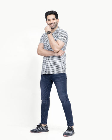 Men's Black & White Casual Shirt - FMTS22-31570