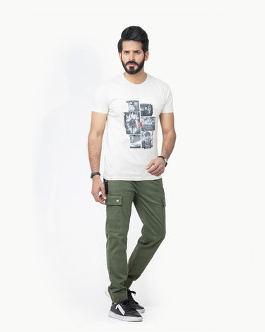 Men's Cream Crew Neck Classic Tee - FMTCT22-006