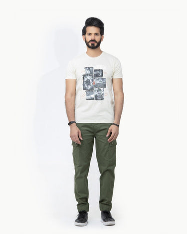 Men's Cream Crew Neck Classic Tee - FMTCT22-006