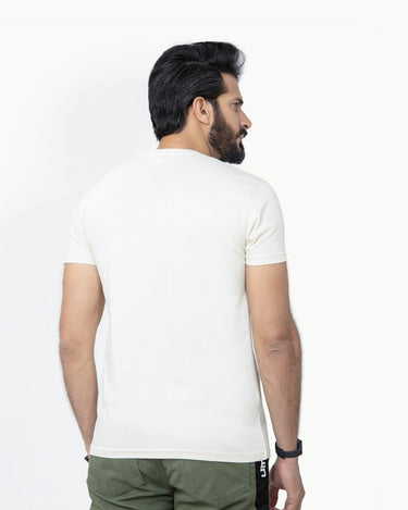 Men's Cream Crew Neck Classic Tee - FMTCT22-006