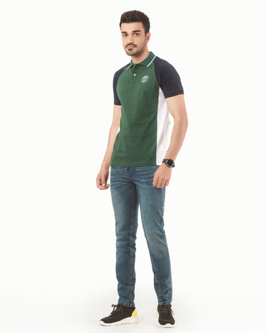 Men's Green Blue Polo Shirt - FMTCP22-006
