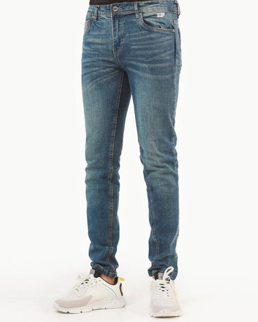 Men's Washed Blue Denim Jeans - FMBP22-018