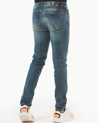 Men's Washed Blue Denim Jeans - FMBP22-018