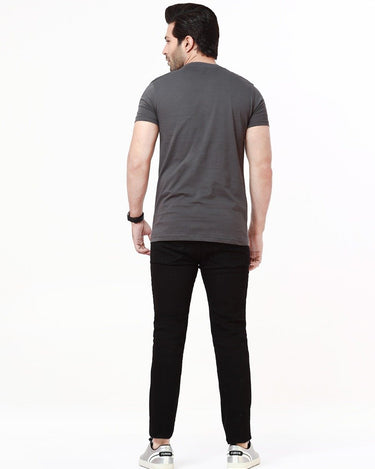 Men's Charcoal Crew Neck Basic Tee - FMTBT22-006