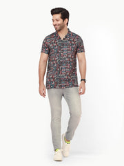 African Print Resort Collar Shirt