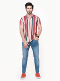 Men's Brown White Casual Shirt - FMTS22-31587