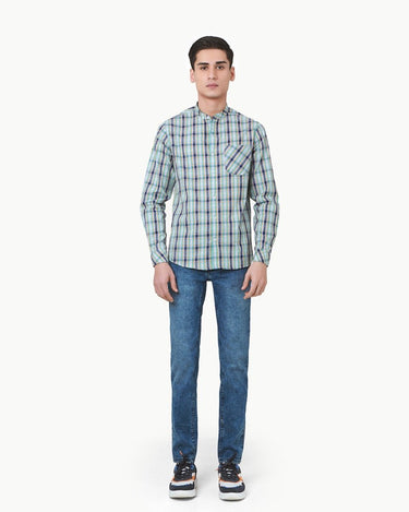 Men's Blue Multi Casual Shirt - FMTS22-31754