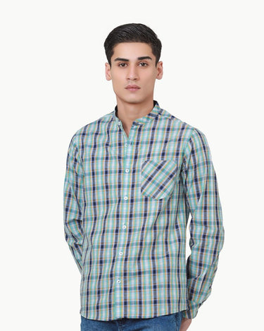 Men's Blue Multi Casual Shirt - FMTS22-31754