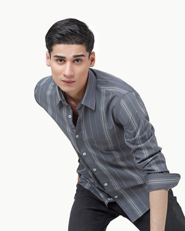 Men's Grey Casual Shirt - FMTS22-31767